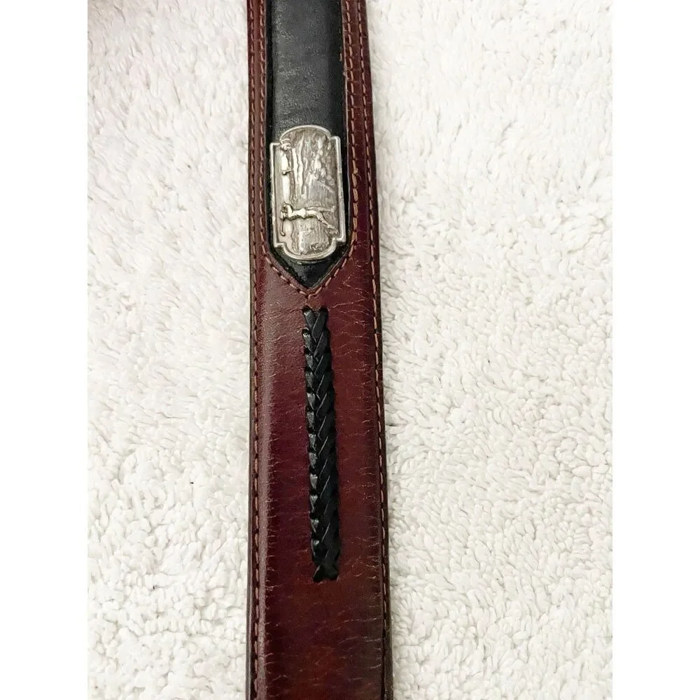 Onyx By Brighton Brown and Black Leather Silver Medallions Golf Swing Belt Sz 36